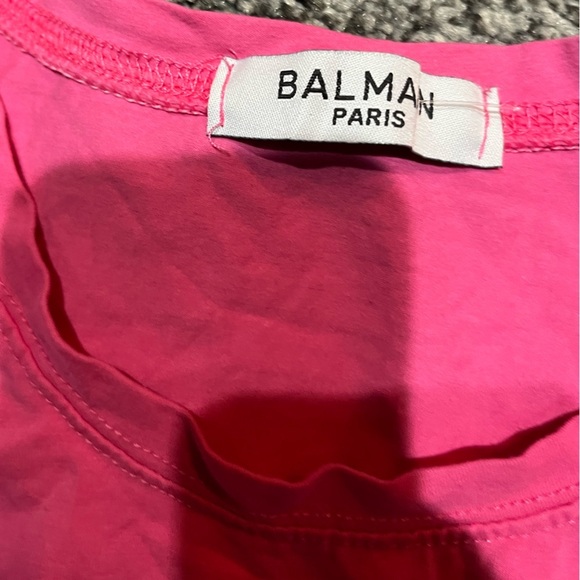 Balmain Paris pink gold buttons Short Sleeve Tee luxury S M - Picture 4 of 5